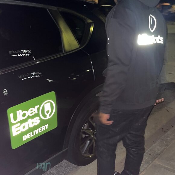 UberEats Reflective Hooded Sweatshirt Hoodie - Delivery Driver (Black) - Picture 11 of 17